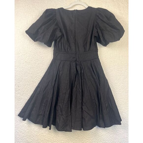 Revolve X House‎ of Harlow 1960 Black Puff Sleeve Peasant Dress Fit Flare US 0 - Picture 2 of 11